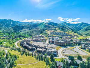 Drone / aerial view featuring a mountain view