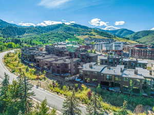 Aerial view featuring a mountain view