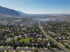 Drone / aerial view with a mountain view