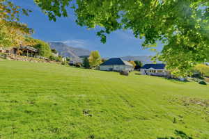 View of yard featuring a mountain view