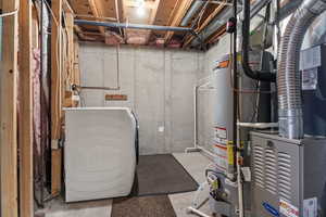 Utility room featuring washer / dryer and water heater