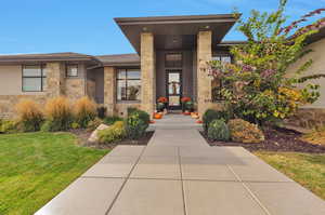 View of Prominent Custom Stone Entryway