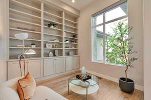 Living area featuring light wood-type flooring and a wealth of natural light