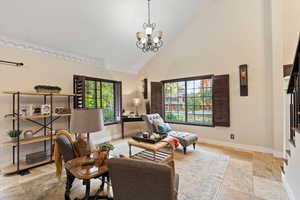 Sitting room overlooking pond