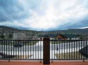 View of gate with a mountain view