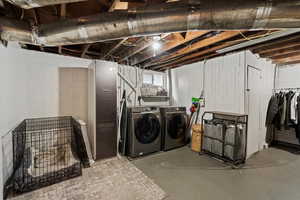 Huge storage area with laundry.