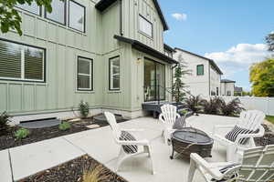 View of patio / terrace featuring an outdoor fire pit