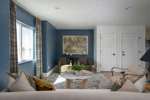 Living room featuring light wood-type flooring