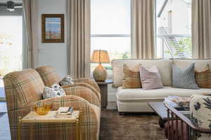 Living room with a wealth of natural light