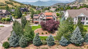 Drone / aerial view featuring a mountain view