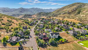 Drone / aerial view with a mountain view