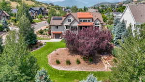 Aerial view featuring a mountain view