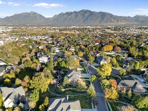 Drone / aerial view with a mountain view