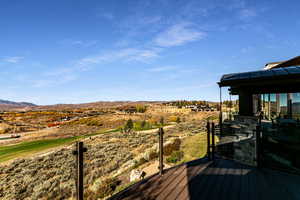 Deck featuring a mountain view