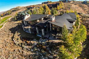 Drone / aerial view with a mountain view