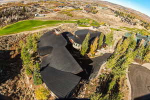 Drone / aerial view with a mountain view