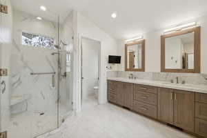 Dual Vanities, Stand Up Shower and Heated Floors