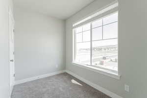 Unfurnished room with baseboards and carpet flooring