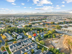 Aerial view featuring a mountain view