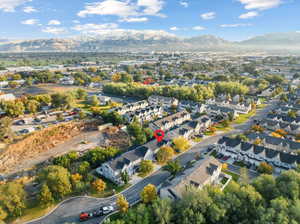 Drone / aerial view featuring a mountain view