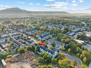 Drone / aerial view featuring a mountain view