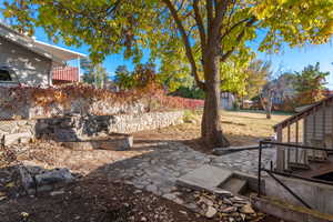 View of yard with a deck