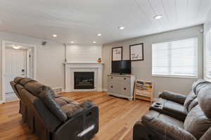 Living room featuring light wood-type flooring