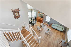 Living room with hardwood / wood-style floors