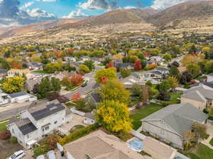 Drone / aerial view with a mountain view