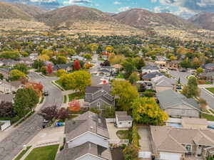 Aerial view featuring a mountain view