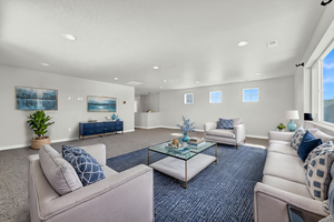 View of carpeted living room, Virtually Staged