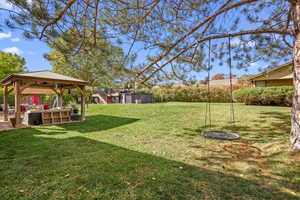 View of yard featuring a gazebo