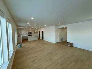 Unfurnished living room with light hardwood / wood-style flooring and plenty of natural light