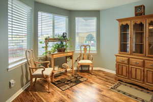 Living area with light wood-type flooring and plenty of natural light