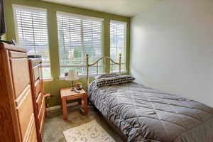 Bedroom with carpet flooring