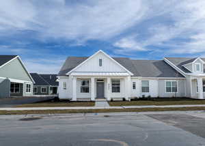 View of modern inspired farmhouse