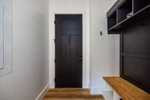 Mudroom featuring dark hardwood / wood-style floors