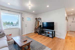 Living room featuring hardwood / wood-style floors