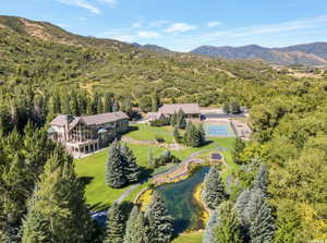 Birds eye view of property featuring a mountain view