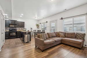 Living room featuring light hardwood / wood-style flooring