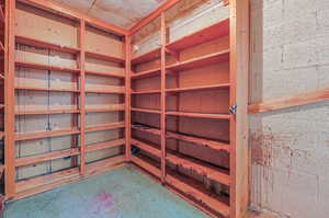 Large food storage room off of the kitchen.