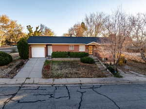 View of front of home with a garage