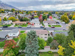 Aerial view featuring a mountain view