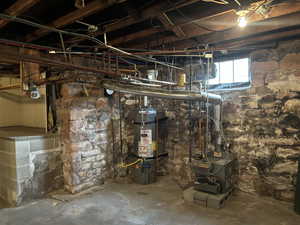 Utility room with strapped water heater