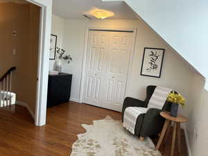 Upstairs bedroom with dressing area and walk-in closet