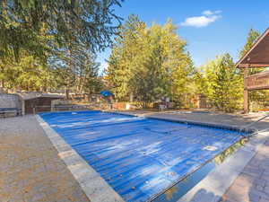 View of swimming pool with a patio area