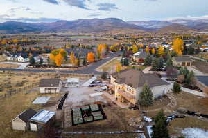 Drone / aerial view with a mountain view