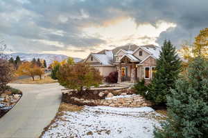 Craftsman-style home featuring a mountain view