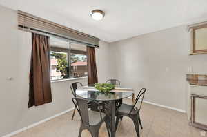 View of tiled dining area