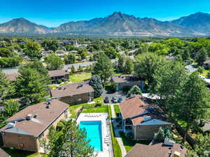 Drone / aerial view with a mountain view